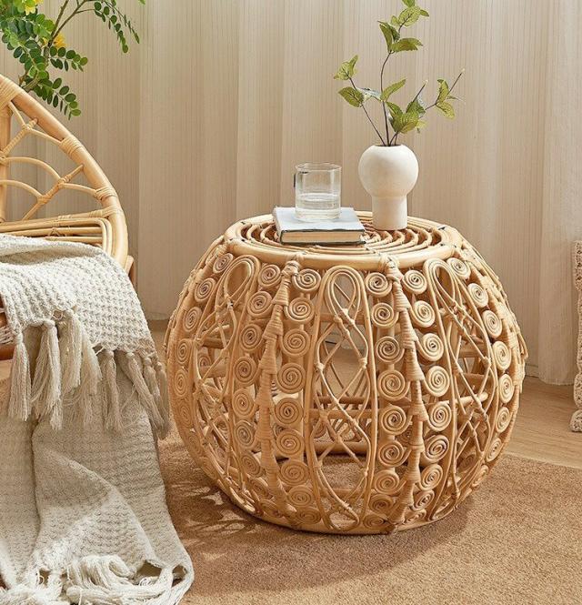 WT64竹.籐ローテーブル 飾り台 リビングテーブル 電話台 センターテーブル サイドテーブル ミニテーブル 寝室用テーブル 色が選べます