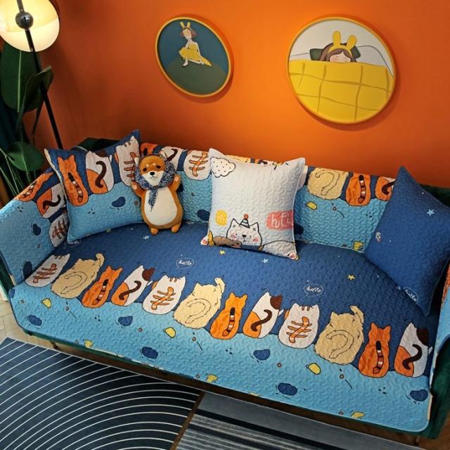 SO129ソファーシート ソファーカバー シーズン通用タイプ サイズオーダー可能 滑りどめ生地 1点セット 猫柄 10,333円