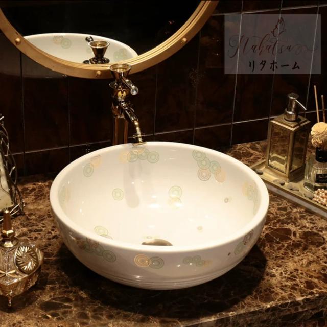20220706-8 高級洗面台 洗面ボウルセット洗面ボール 陶器 手水鉢 手洗器蛇口 排水金具付き