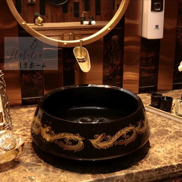 20220706-15 高級洗面台 洗面ボウルセット洗面ボール 陶器 手水鉢 手洗器蛇口 排水金具付きの通販は 55,687円