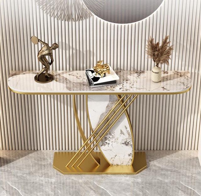 20220706-59 高級サイドテーブル 人造大理石コンソールテーブル 玄関テーブル 花台 電話台
