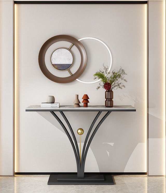 特価日本製高級サイドテーブル 人造大理石コンソールテーブル 玄関テーブル 花台 電話台 コーヒーテーブル/サイドテーブル