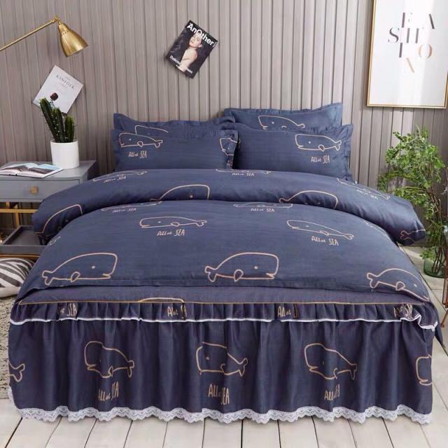 ベッド用品4点セット掛け布団カバー 枕カバー ベッドパッド ワイドダブルサイズ．