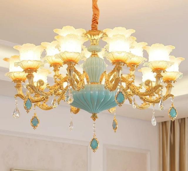 高級ペンダントライト．洋風照明 シャンデリア 北欧デザイン シーリングライト不可 天井照明.水晶15灯 電源直結タイプの通販は