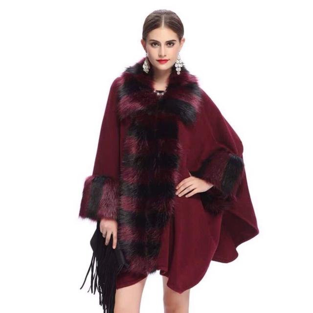 毛皮風ミンクケープ ．ファーショール ファーストール ポンチョ
