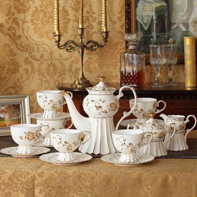 ティー・コーヒーカップセット カップ＆ソーサー6客セット 花柄カップ 姫系雑貨 陶磁器ティーセット