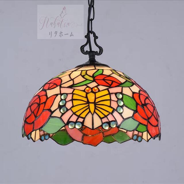 ステンドグラス ペンダントライト豪華天井照明ステンドグラスランプ工芸品 電源直結タイプの通販は 98,010円