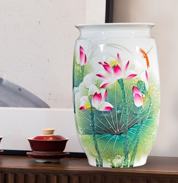 花模様の陶器花瓶 多色花柄陶器花瓶 飾り壺 装飾用の