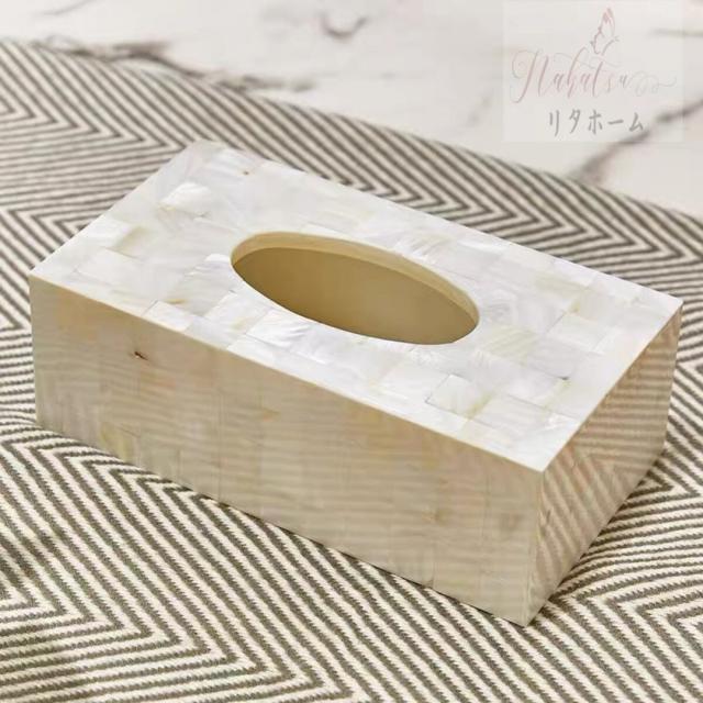 高級感のある ．ティッシュケース 貝入れ ティッシュボックス