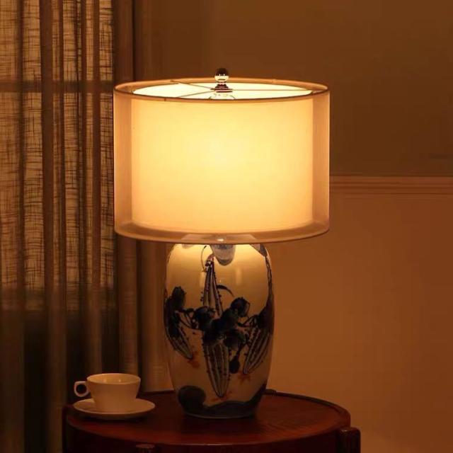 大型照明スタンドライト テーブルランプ デスクライト 卓上ステンド 高級陶器スタンド 高さ57cm