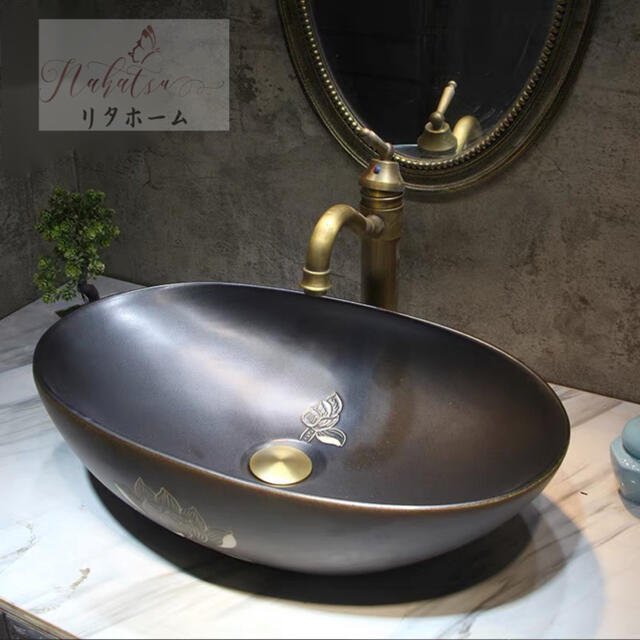 高級洗面台 洗面ボウルセット洗面ボール 陶器 手水鉢 手洗器蛇口 排水金具付き