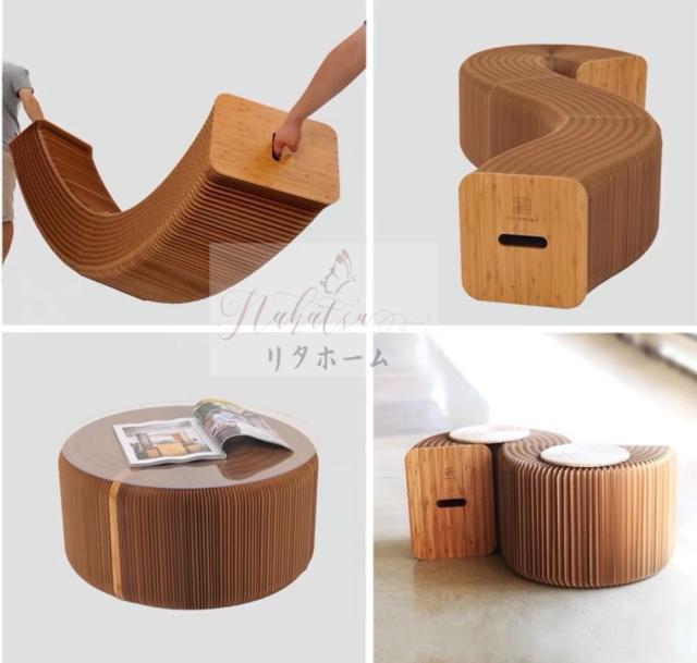 INS世界で人気な椅子 竹製 肉厚座面 北欧伸縮イス椅子 折り畳み 綺麗