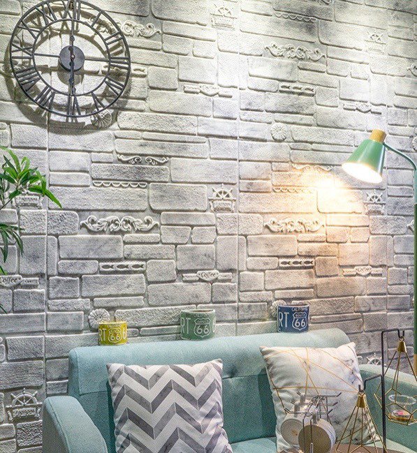 50枚3.0mm厚 70cm×70cm 3D立体レンガ模様壁紙 防水汚い防