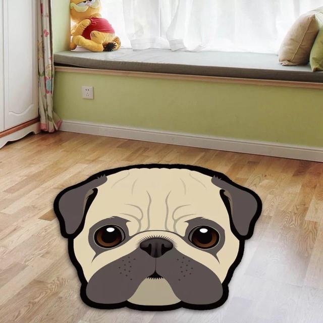 ラグマット リビングマット 玄関マットカーペット．お風呂マット 犬柄雑貨 80cm パグ