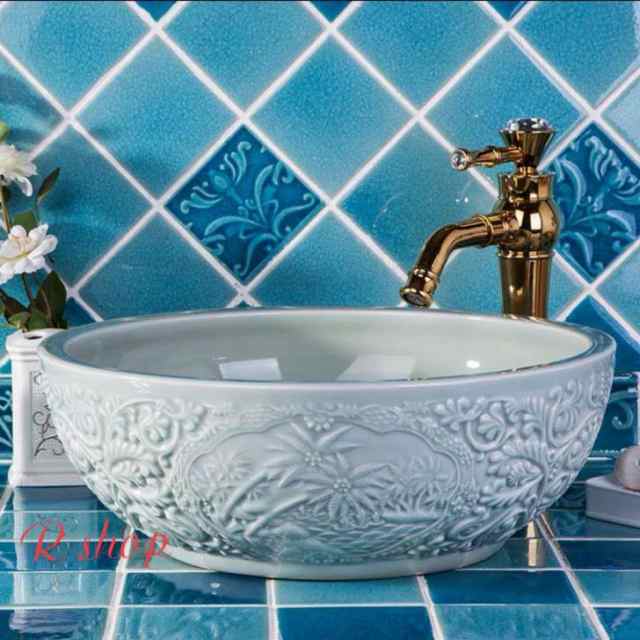 高級洗面台 洗面ボウルセット 洗面ボール 蛇口付き陶器 手水鉢 手洗い鉢 洗面器