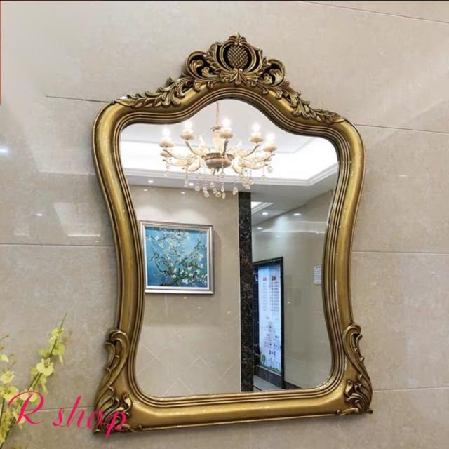 大型ミラー吊鏡 壁掛け鏡 ．壁掛けミラー 豪華ウォールミラ 高級豪華鏡 アンティーク調 80x109cm サイズオーダー可能の通販は 173,448円