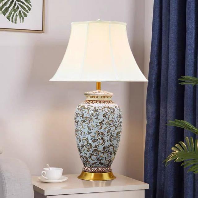 照明スタンドライト テーブルランプ デスクライト．高級陶器卓上ステンド 高さ72cmの通販は 90,288円