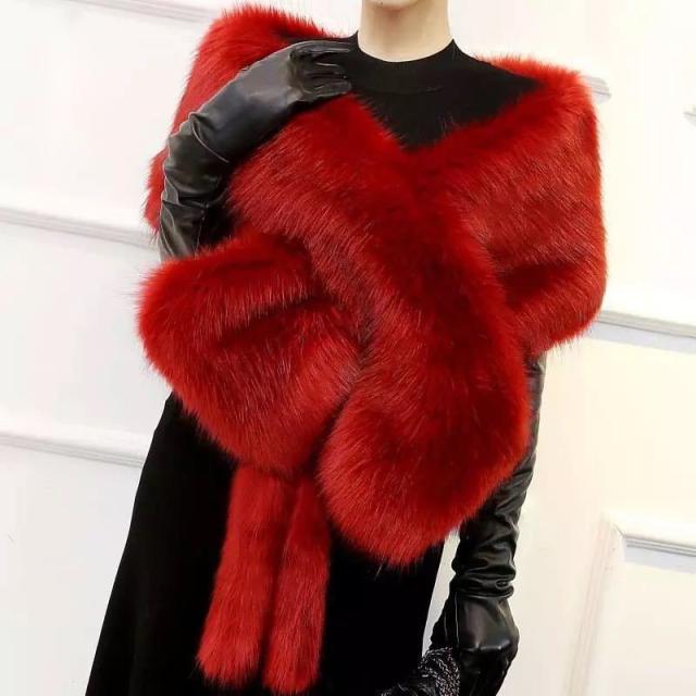 豪華肩掛け 大判ショール ファーストール ．毛皮風ケープ 結婚式 ボレロ ポンチョ