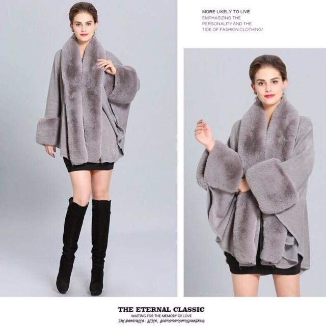 毛皮風ミンクケープ ．ファーショール ファーストール ポンチョ ボレロ