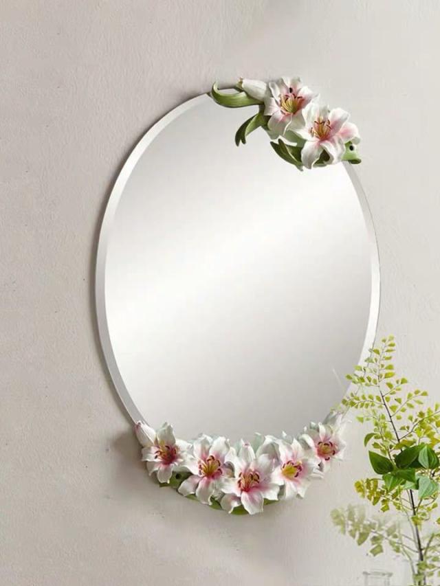 豪華鏡 壁掛け鏡 アンティーク調 壁掛け 壁掛けミラー ウォールミラー ゆりの花