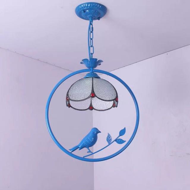 ステンドグラス ペンダントライト ．天井照明ステンドグラスランプ ガラス工芸品 電源直結タイプ