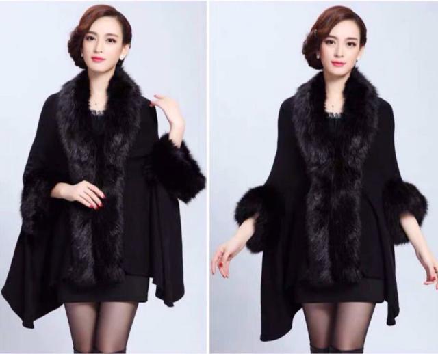 毛皮風ミンクケープ ．ファーショール ファーストール ポンチョ