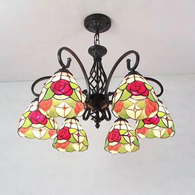 ステンドグラス．ペンダントライト豪華天井照明ステンドグラスランプ