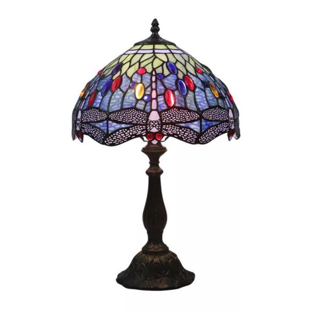 ステンドグラスランプ 卓上スタンド 豪華テーブルランプ 卓上照明 トンボ柄