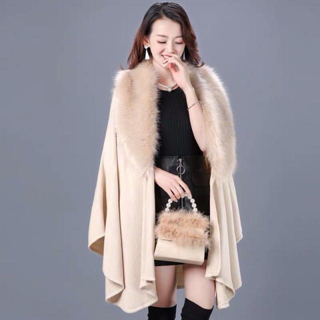 毛皮風ミンクケープ ．ファーショール ファーストール ポンチョ ．