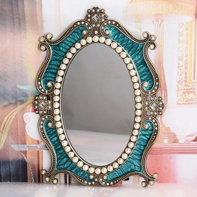 卓上ミラー 鏡 スタンドミラー 姫系雑貨 豪華化粧鏡 メイクミラー 化粧鏡 ．