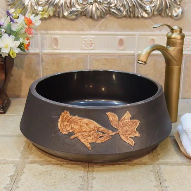 洗面ボウル 洗面ボール 陶器 手水鉢 手洗器 手洗い鉢 洗面器 ．の通販は