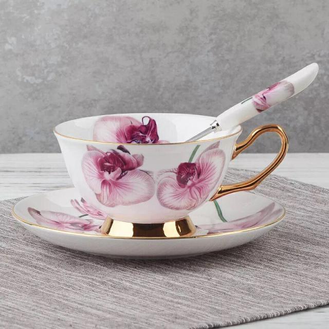 ティー・コーヒーカップセット カップ＆ソーサー6客セット 花柄 豪華