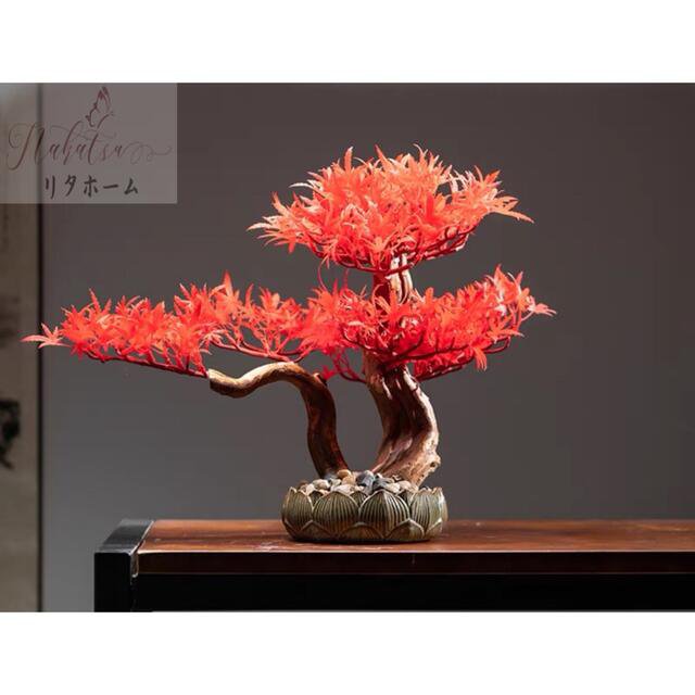 インテリアグリーン 高級模造迎客盆栽 ．置物 禅意迎客盆栽装飾品 人工 