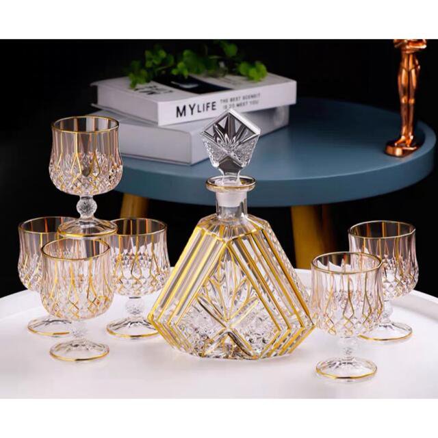 高級デカンタとグラスセット ウイスキーグラス ロックグラス 7点セット