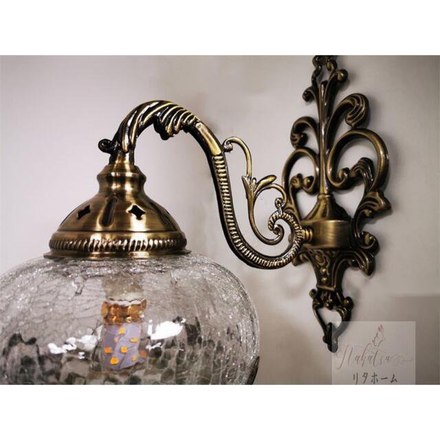 手作りトルコランプ クラックガラス ブラケット壁掛け照明 南トルコ  