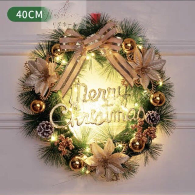 クリスマスリース クリスマス花輪 ドアリース 壁飾り 人工造花