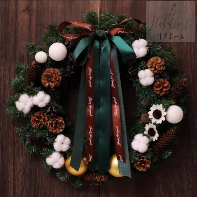 クリスマスリース クリスマス花輪 ドアリース 壁飾り 人工造花