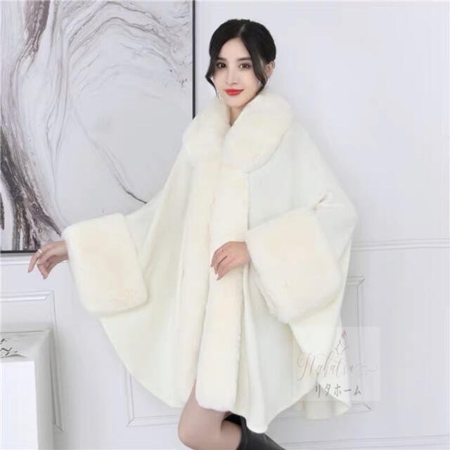 毛皮風ミンクケープ ．ファーショール ファーストール ポンチョ ボレロ ストール