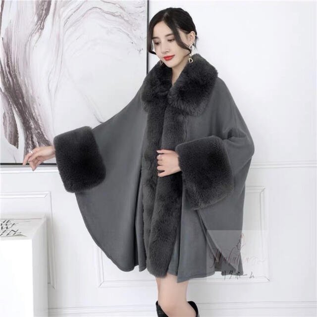 毛皮風ミンクケープ ．ファーショール ファーストール ポンチョ ボレロ ストール