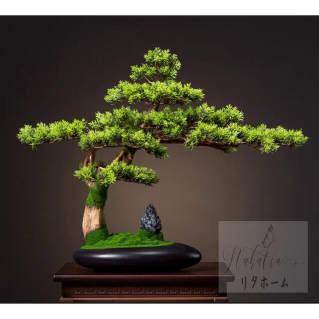 インテリアグリーン 高級模造迎客盆栽 ．置物 禅意迎客盆栽装飾品 人工観葉植物の通販は 37,645円