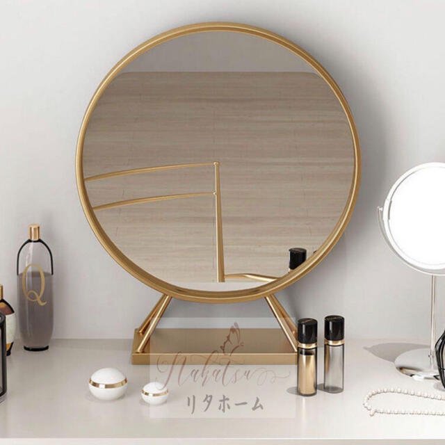 ゴールドバニティミラー 新品 鏡 卓上ミラー