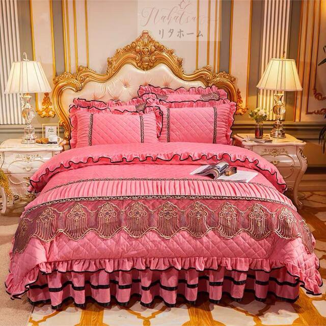 ワイドダブル ベッド用品4点セット ．寝具 枕カバー掛け布団カバー ベッドパッド