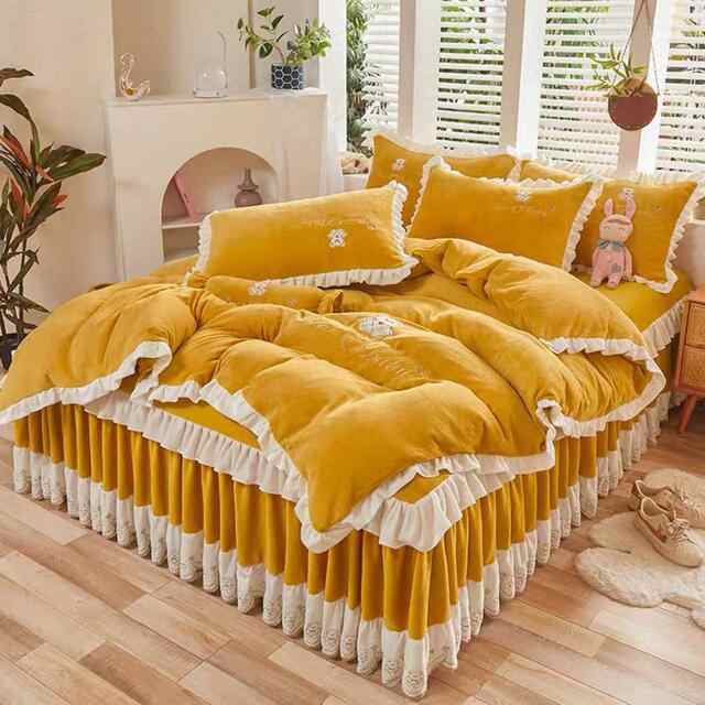 ワイドダブル ベッド用品4点セット ．寝具 枕カバー掛け布団カバー