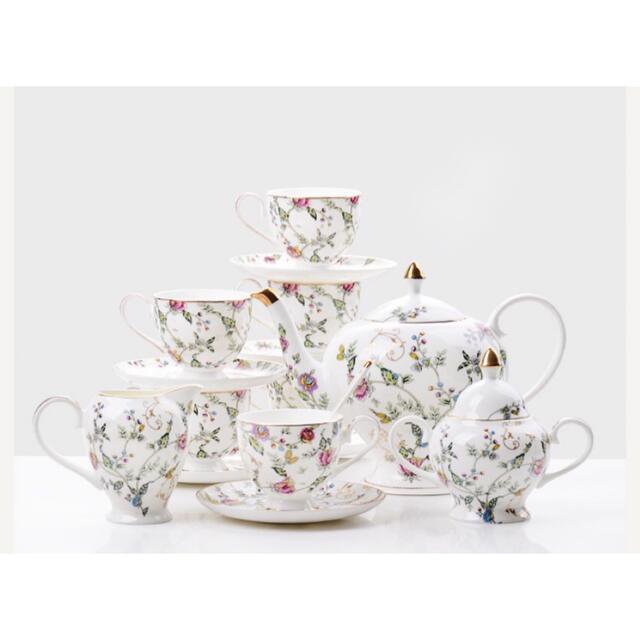 ティー・コーヒーカップセット カップ＆ソーサー6客セット ．陶磁器ティーセット