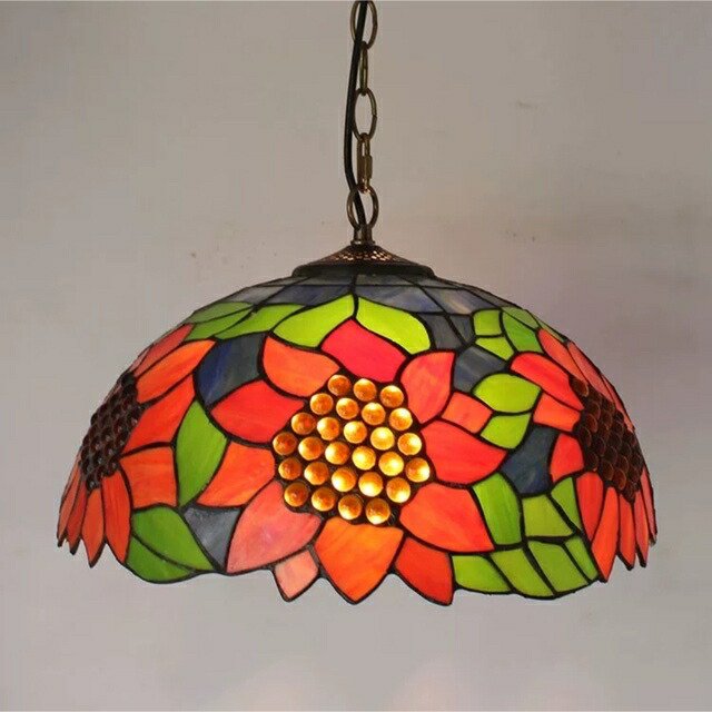 ステンドグラス ペンダントライト豪華天井照明ステンドグラスランプ ガラス工芸品 電源直結タイプの通販は