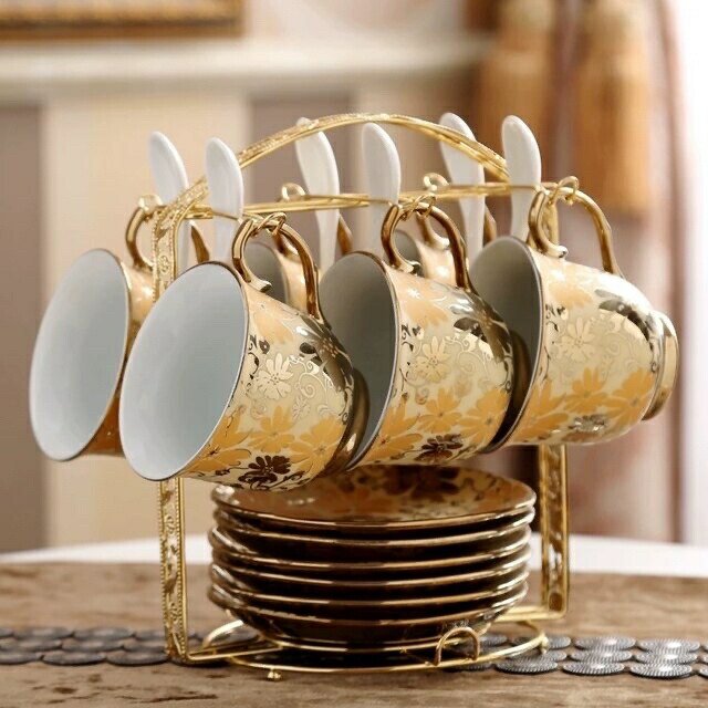 ティー・コーヒーカップセット カップ＆ソーサー6客セット ．陶磁器  