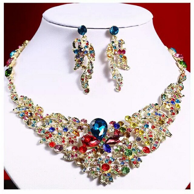 ウェディングアクセサリー ジュエリーキラキラ ネックレス イアリング 2点セット