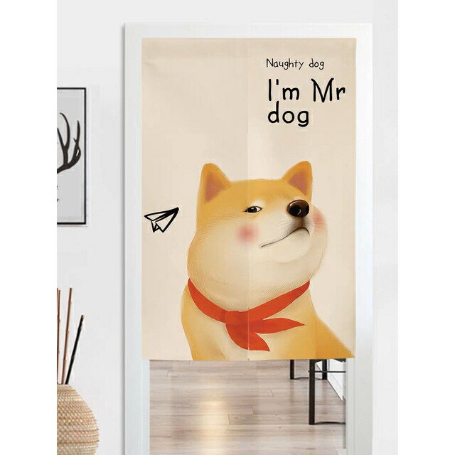 犬柄のれん ロング 暖簾80x150cm イヌ かわいい 間仕切り秋田犬雑貨の通販は