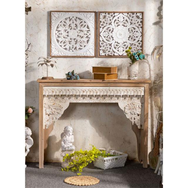 高級サイドテーブル コンソールテーブル 玄関テーブル花台 電話台 アンティーク調の通販は