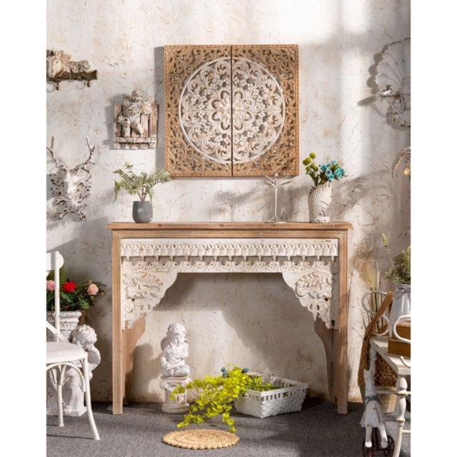 高級サイドテーブル コンソールテーブル 玄関テーブル花台 電話台 アンティーク調の通販は